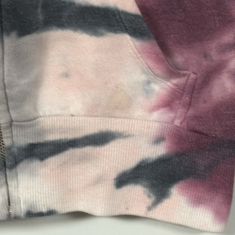 JUSTICE ACTIVE GIRLS PURPLE / PINK TIE DYE CROP ZIP FRONT HOODIE SIZE 8